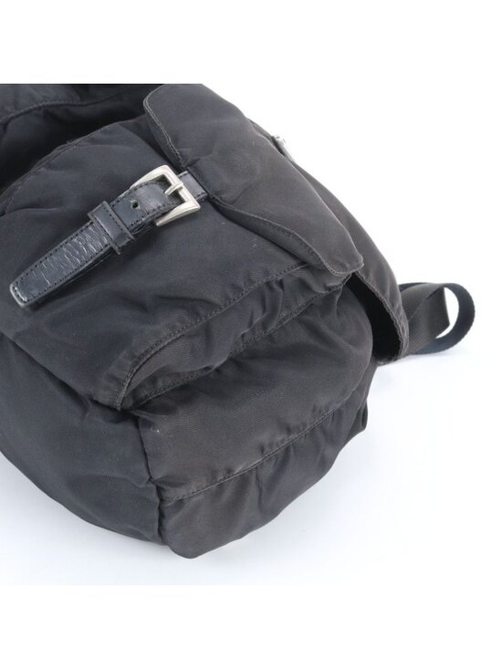 Prada Tessuto Nylon Triangle Logo Leather Backpack Black main image 7